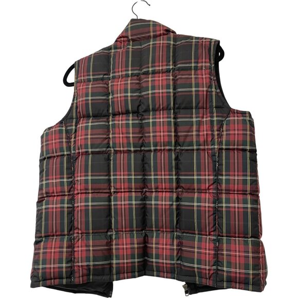 Eddie Bauer Womens Goose Down Puffer Vest Medium M Multicolor Plaid black Red - Picture 2 of 6